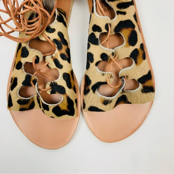 Ancient Greek Sandals Antigone LeopardPrint Pony hair Lace up sandal - Picture 7 of 15